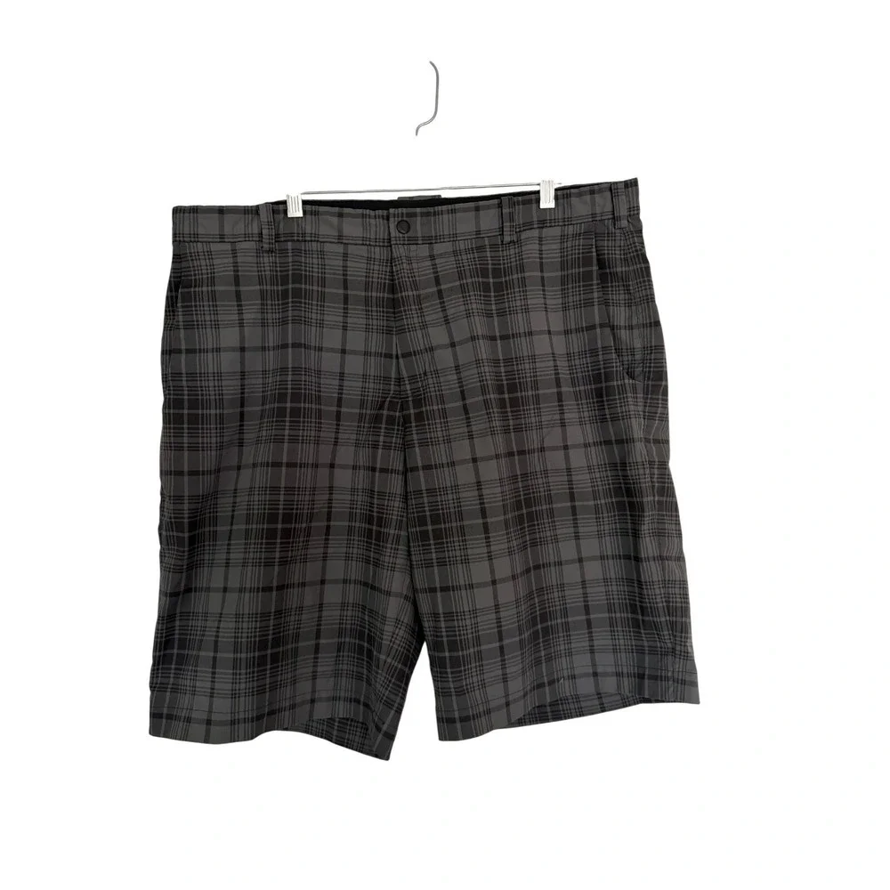Nike Golf Shorts Mens 40 Grey Plaid Dri-FIT Performance Flat Front Athletic